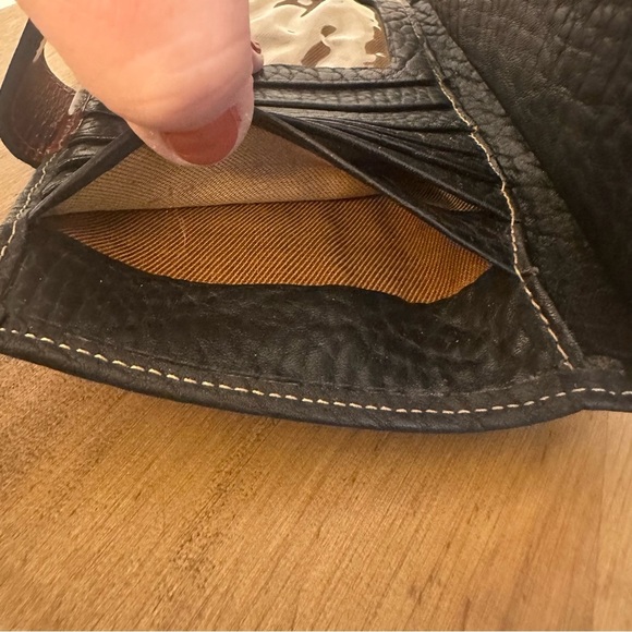 Mundi Long Wallet Brown Black Pebble Leather Gold Hardware Snap Coin Pocket Card - Picture 13 of 16